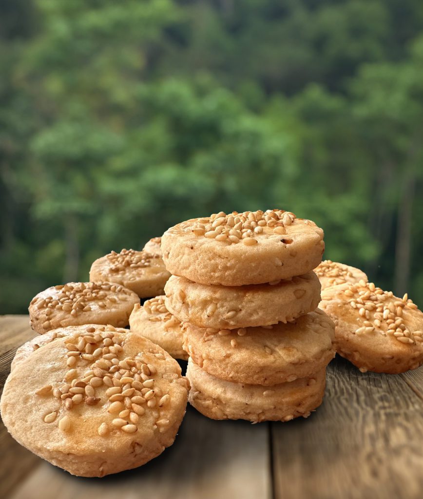 NFC homemade sesame cookies in outdoor